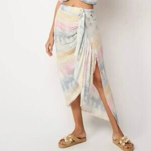 🔥SALE ZL Europe Basique Boho Skirt Hi-Low Midi vacation Resort Beach size L & M
